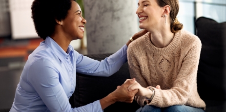 two women talking