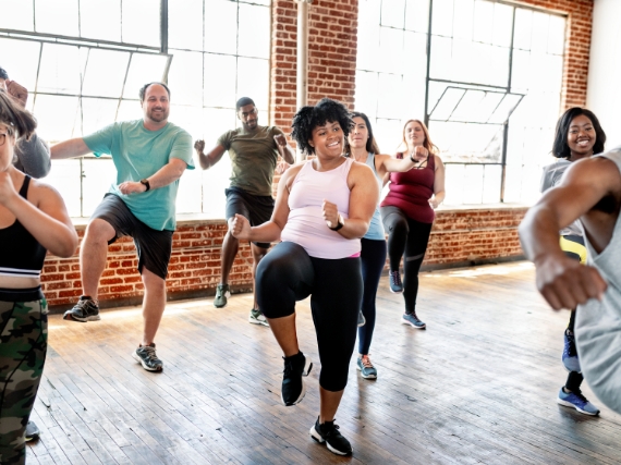 group of people exercising 